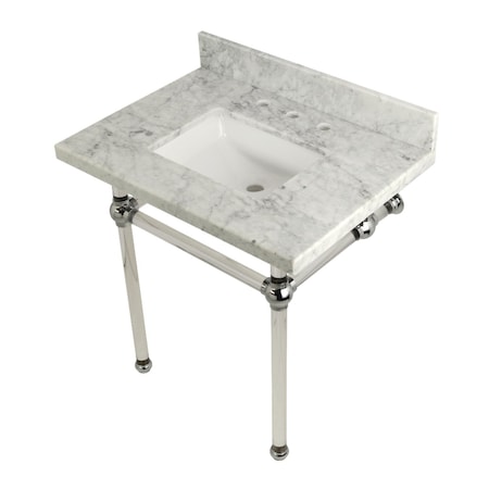 Kingston Brass 30X22 Marble Vanity Top W/ Acrylic Feet Combo, Marble/Chrome KVPB3030MASQ1